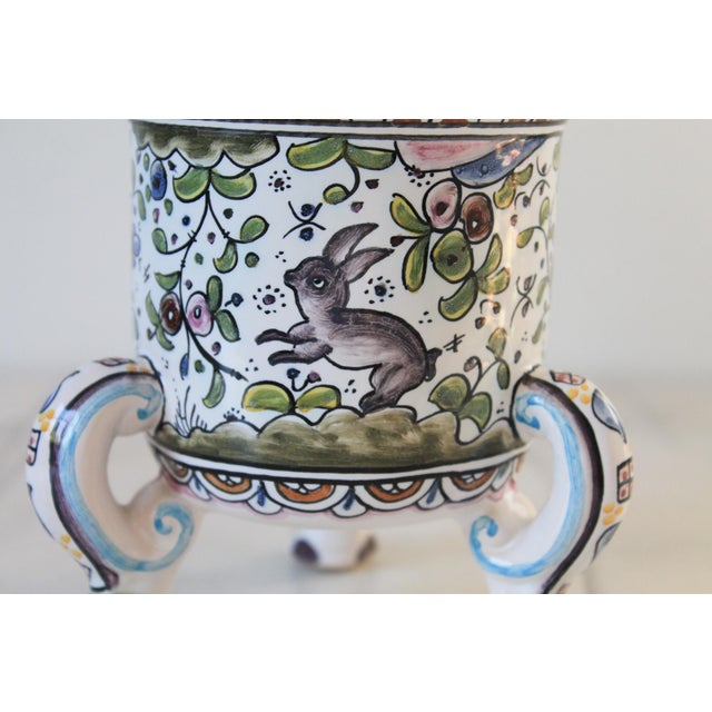 Vintage Footed Ceramica Conimbriga Hand-Painted Ceramic Jardinière Made in Portugal For Sale - Image 11 of 12
