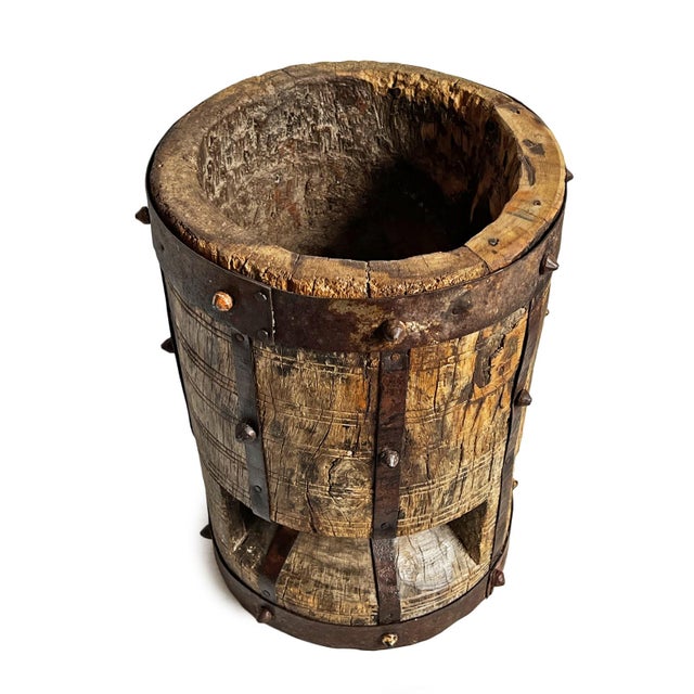 Indian Rustic Wood Vintage Pestle Pot For Sale - Image 3 of 4