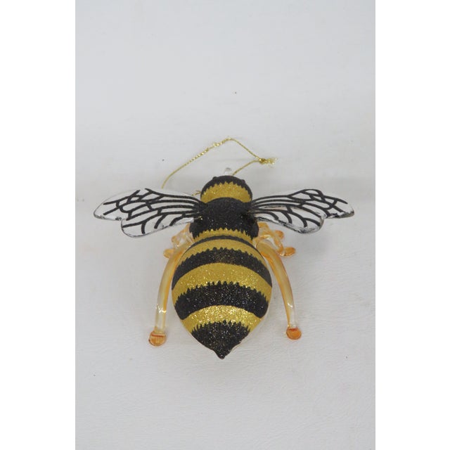 Robert Stanley Bumblebee Christmas Ornament Blown Glass With Glitter Top 4495b For Sale In Miami - Image 6 of 12