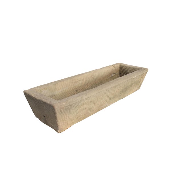Chinese 71" Inch Long Hand Chiseled Stone Trough 61 For Sale - Image 3 of 12