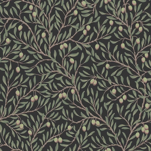 SAMPLE - Boråstapeter Olivträd Wallpaper In Spruce And Midnight For Sale