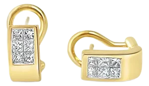 Princess Cut Diamond Huggies .50cttw 14k Yellow Gold, 2 Pieces