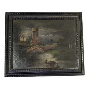 Late 18th Century Antique French Landscape Painting Oil on Canvas, Framed