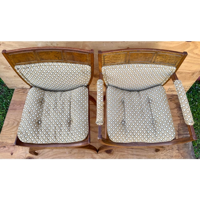 Camel Mid 20th Century Saber Leg X Leg Mid Century Modern Burl Wood Designer Arm Desk and Occasional Side Chair For Sale - Image 8 of 10