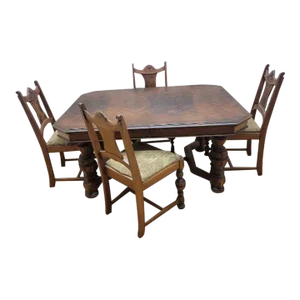 Vintage Jacobean Stye Dining Table and Four Chairs
