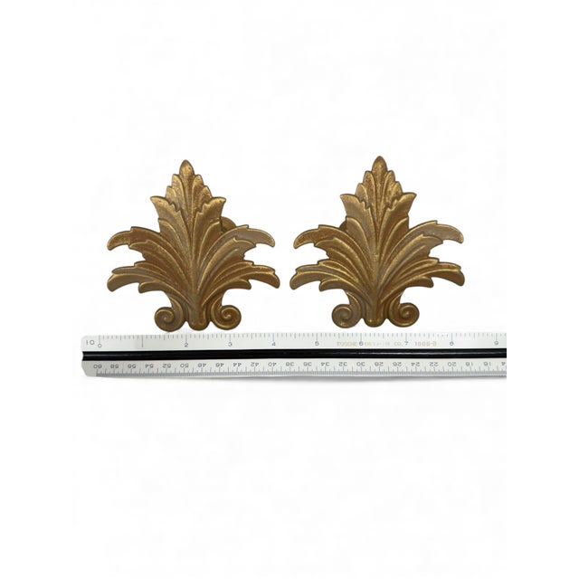 Gold Set of 10 Vintage Hollywood Regency Gilt Acanthus Leaf Drapery Tiebacks - Neoclassical Decorative Hardware Curtain Holdbacks For Sale - Image 8 of 12