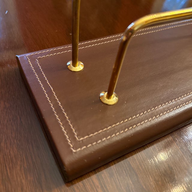 Mid-Century Modern Leather Desk Organizer For Sale - Image 3 of 4