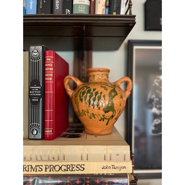 Antique 30's Ceramic Redware Slip Decoration Pottery Jug- Signed and Date 1939 Amazing Vintage Find Wonderful Designed...