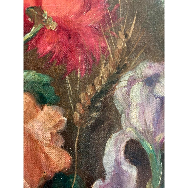 Antique Oval Floral Oil Painting For Sale - Image 4 of 14