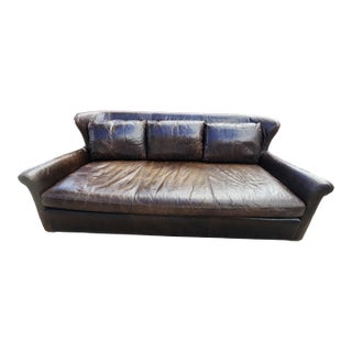 Vintage Restoration Hardware Leather Sofa For Sale