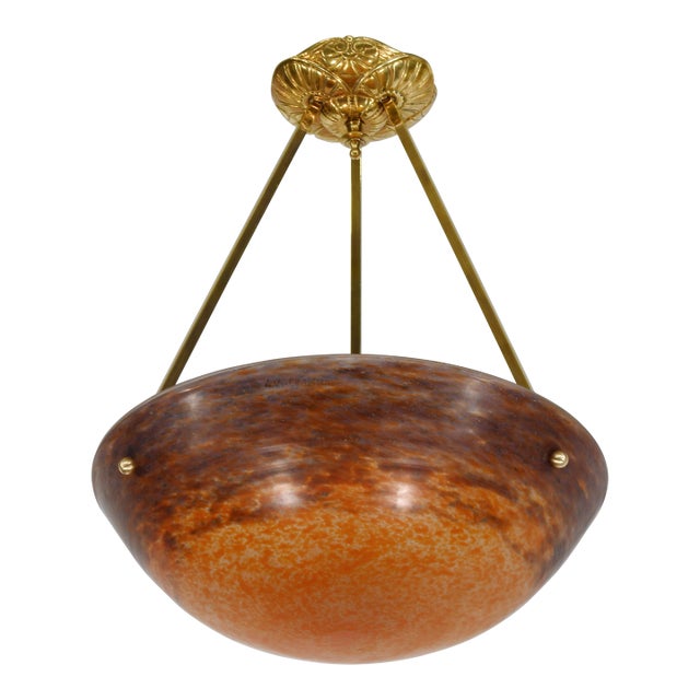 French Art Deco Pendant Light by Muller Freres Gv De Croismare 1920s France For Sale