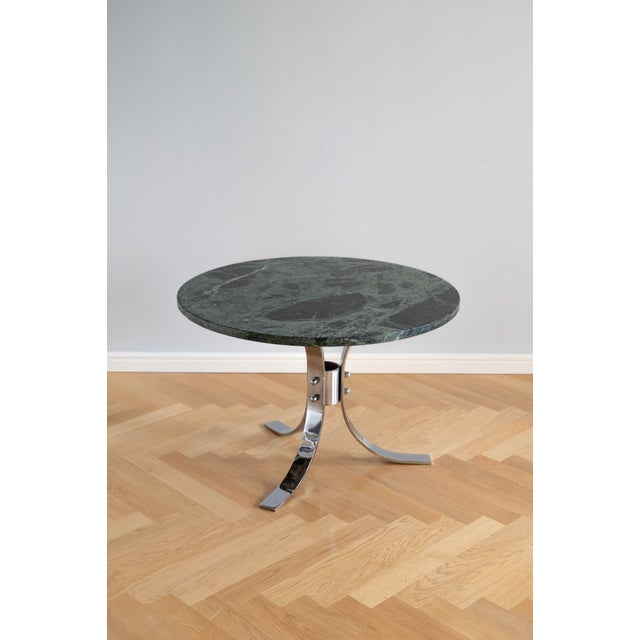Vintage Coffee Table with Green Marble Top and Chrome Base, 1970s For Sale - Image 6 of 7