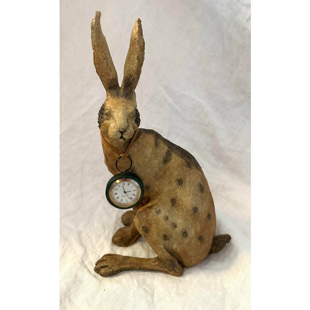 Plastic Vintage Rabbit W/Clock Figure For Sale - Image 7 of 8
