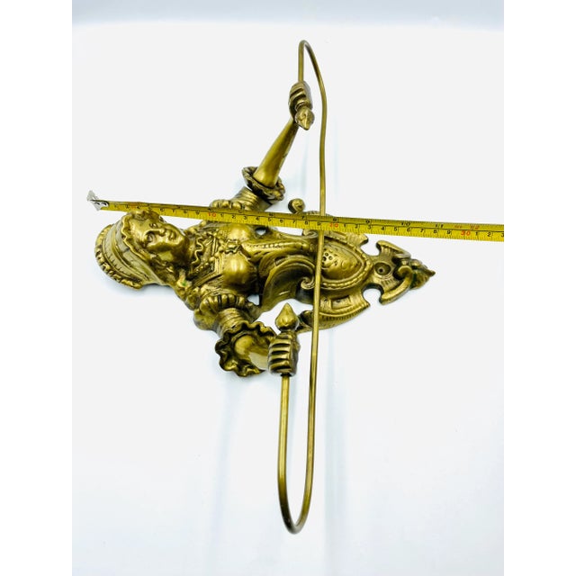 Mid 20th Century Victorian Style Brass Towel Holder With Woman Holding Rack For Sale - Image 9 of 12