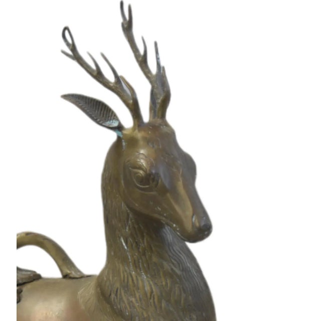 Large Vintage Midcentry Brass Deer Box W/ Handle For Sale - Image 10 of 10