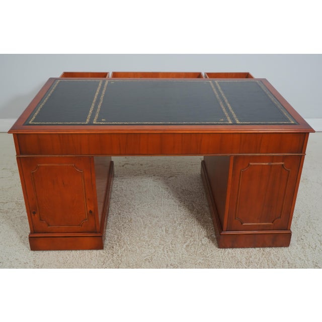 Reprodux English Style Leather Top Yew Wood Desk For Sale - Image 18 of 18