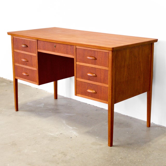 Wood 1950s Danish Teak Writing Desk For Sale - Image 7 of 11