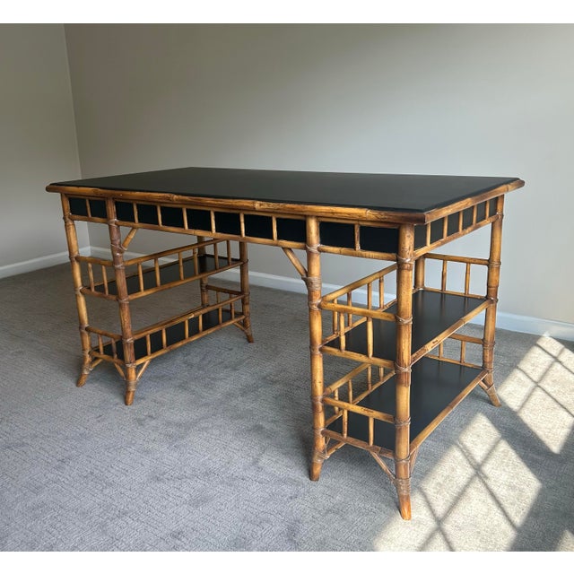 Late 20th Century Late 20th Century English Chinoiserie Style Bamboo Desk by Milling Road for Baker For Sale - Image 5 of 11