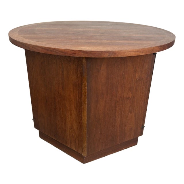 Lane Furniture Round Solid Walnut Accent Table 1960’s For Sale