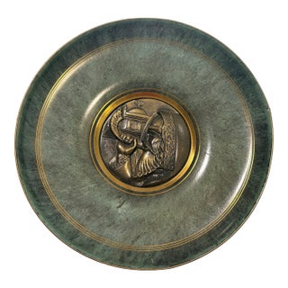 Pal-Bell Judaica Charger by Maurice Ascalon, Israel, 1939–1950, Verdigris Metal Wall Plaque For Sale