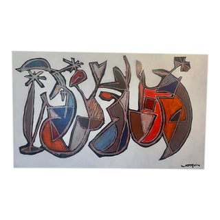 Large Abstract Mid-Century Painting by Artist Kenneth Joaquin (36” X 60”) For Sale