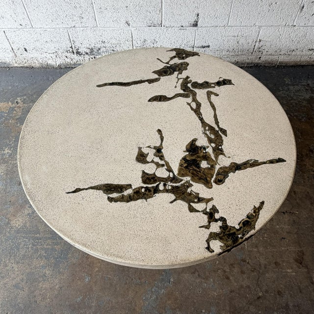 Mid-Century Modern Late 20th Century Silas Seandel Signed "Terra" Cast Concrete and Bronze Coffee or Cocktail Table For Sale - Image 3 of 14