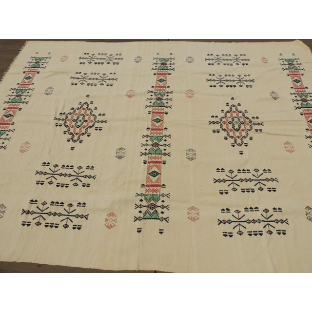 2000 - 2009 Vintage Turkish Orange and Green Woven Wall Hanging For Sale - Image 5 of 10