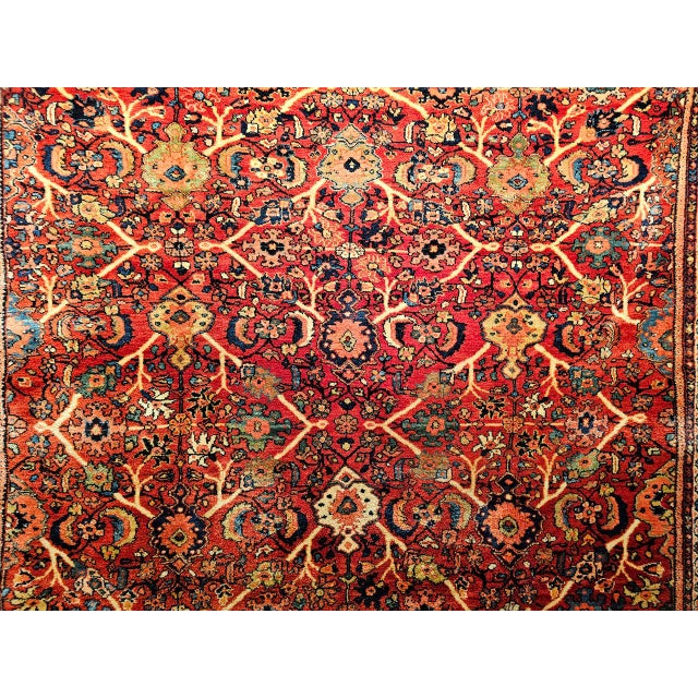 Antique Persian Mahal Sultanabad Rug, Hand-Knotted Wool, Geometric Pattern, 9x13, Red & Navy For Sale - Image 4 of 18
