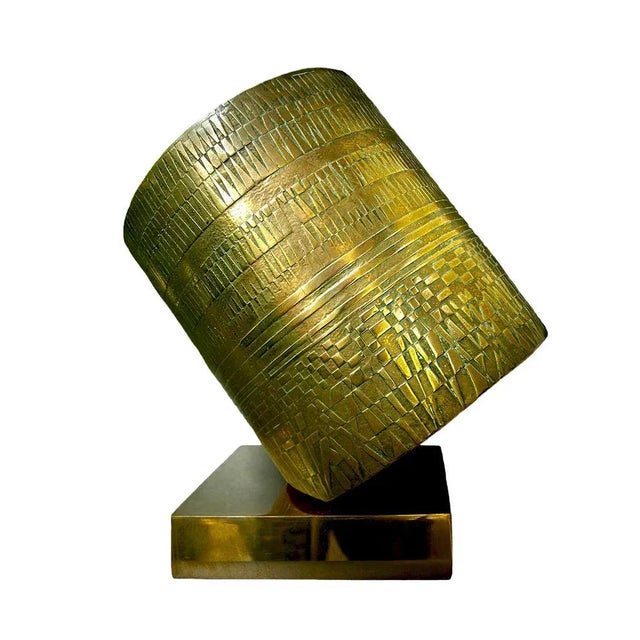 Angelo Rinaldi, "Colonna precariously balanced", gilt bronze sculpture, cm.20,5x19,3 1999 This piece has an attribution...