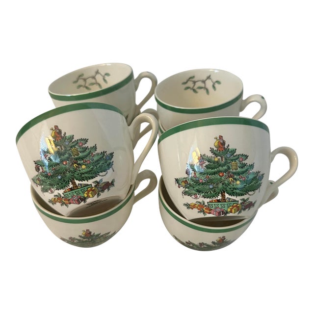Spode "Christmas Tree" Cup & Saucer Set of 8 For Sale