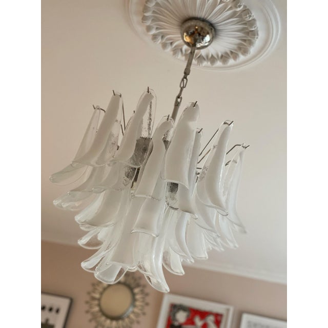 Vintage White Murano Chandelier For Sale - Image 3 of 7