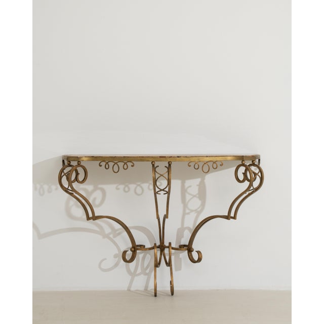 Art Deco Wrought Iron Consola Table With Marble Top For Sale - Image 11 of 11
