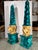 Wood Pair of Grand Tour Faux Malachite Hand Painted & Gilded Obelisks of Minerva For Sale - Image 7 of 13