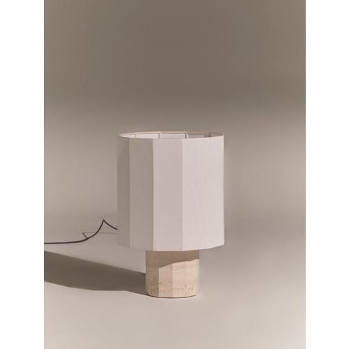 Contemporary White Travertine Medium Roma II Dodecagon Table Lamp by Nassi For Sale - Image 3 of 10