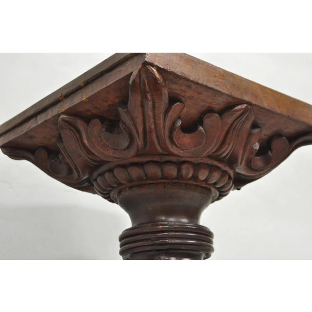 Antique American Empire Carved Mahogany Cannonball Paw Foot Pedestal Table Base For Sale - Image 12 of 18