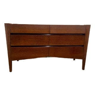 Custom Berman Rosetti Exotic Wenge Wood 6 Drawer Canted Console Dresser, Attributed For Sale