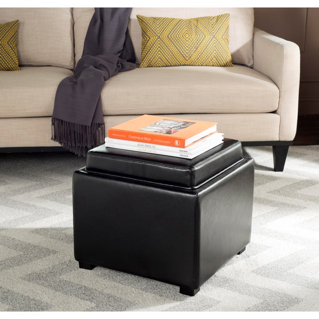 Tray Storage Ottoman, Java & Black For Sale - Image 4 of 6