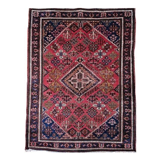 Vintage Persian Joshegan Kashan Rug, Hand-Knotted Wool, Weeping Willow Pattern, Red & Blue, 5x7 For Sale