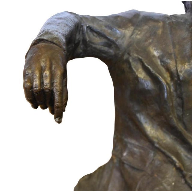 Bronze Albert Einstein Statue on Garden Bench For Sale - Image 9 of 10