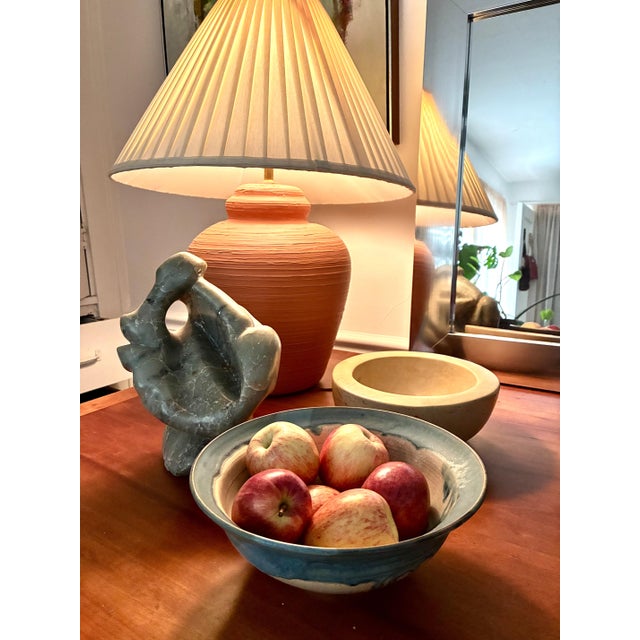 Modern Signed Sculptural Studio Art Pottery Fruit Bowl / Hand Turned Ceramic Post Modern Decorative Centerpiece Bowl For Sale - Image 3 of 10