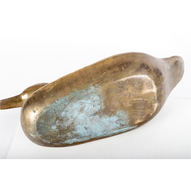 Metal Vintage Weighted Cast Brass Duck Form Door Stop For Sale - Image 7 of 7