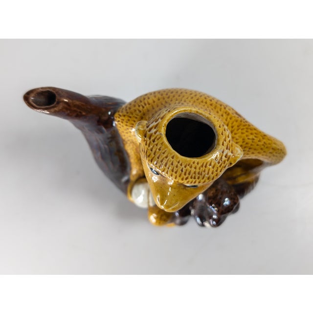 Ceramic 20th Century Chinese Yellow and Brown Monkey Teapot For Sale - Image 7 of 9