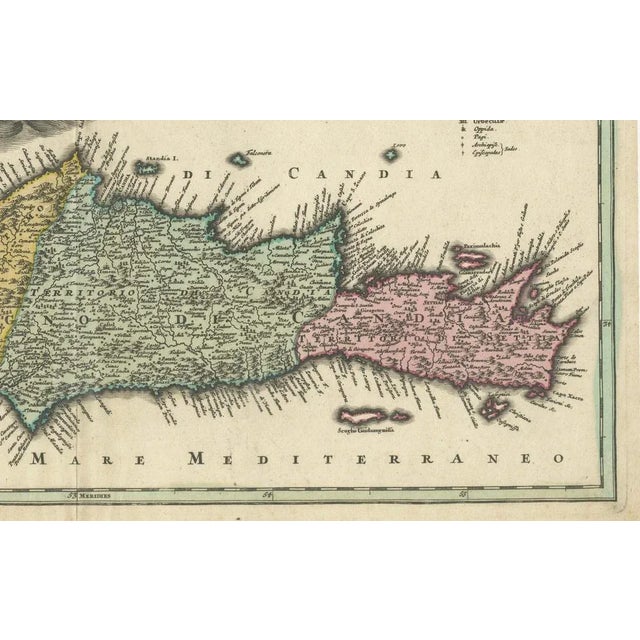 Map of Engraving Crete, Candia and Aegean Islands from Homann Heirs, 1749 For Sale - Image 6 of 10