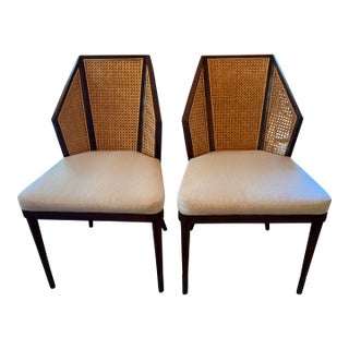 Pair of Baker Milling Road Occasional Chairs With Caning, 21st Century For Sale