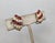 American Vintage 1980s Signed Trifari Goldtone Faux-Ruby & Clear Rhinestone Clip Earrings-2 Pieces For Sale - Image 3 of 7