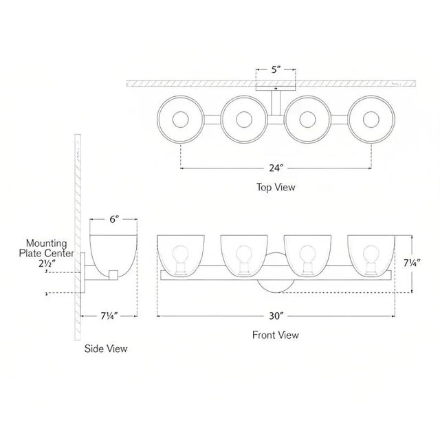 Modern AERIN for Visual Comfort Signature Carola 4-Light Bath Sconce in Hand-Rubbed Antique Brass with White Strie Glass For Sale - Image 3 of 3