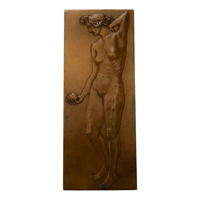 Art Deco Bronze Relief with Nude Woman, 1920s For Sale
