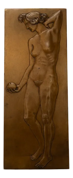 Art Deco Bronze Relief with Nude Woman, 1920s
