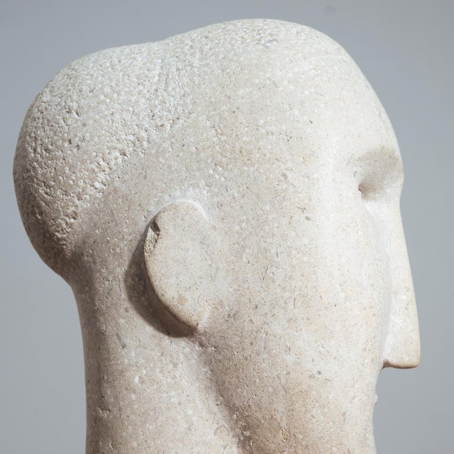 Modernist Bust Sculpture, 1980s, Sandstone For Sale - Image 11 of 15