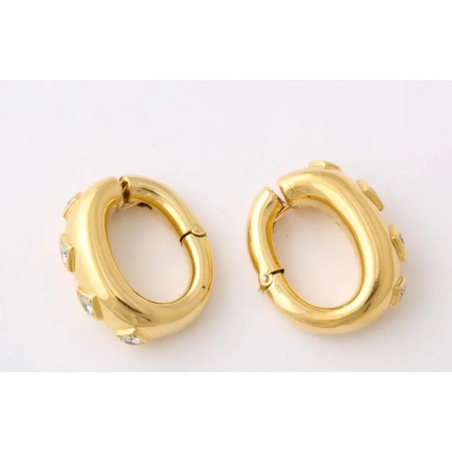 David Webb Gold and Diamond Clip-on With Post Earrings - A Pair of 2 For Sale - Image 10 of 10
